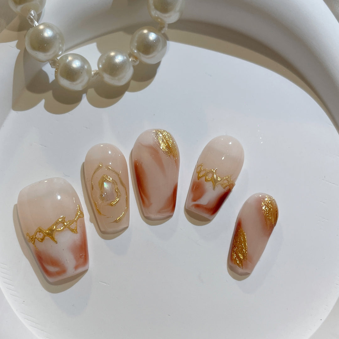 Press on nails - Golden Glam