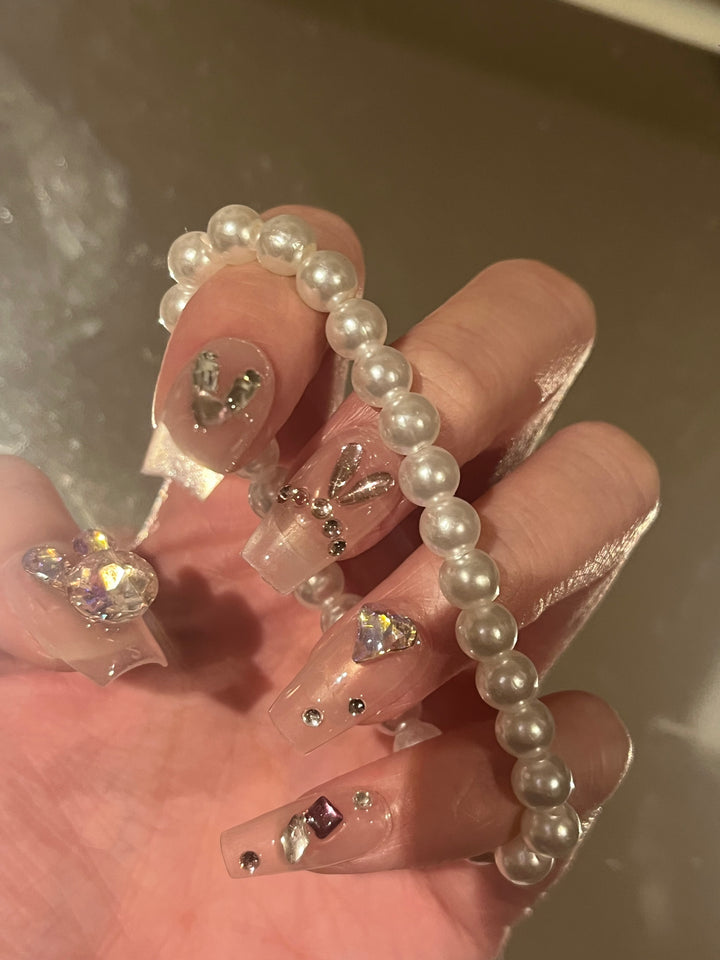 Press on nails - Pink Rabbit’s Crown
