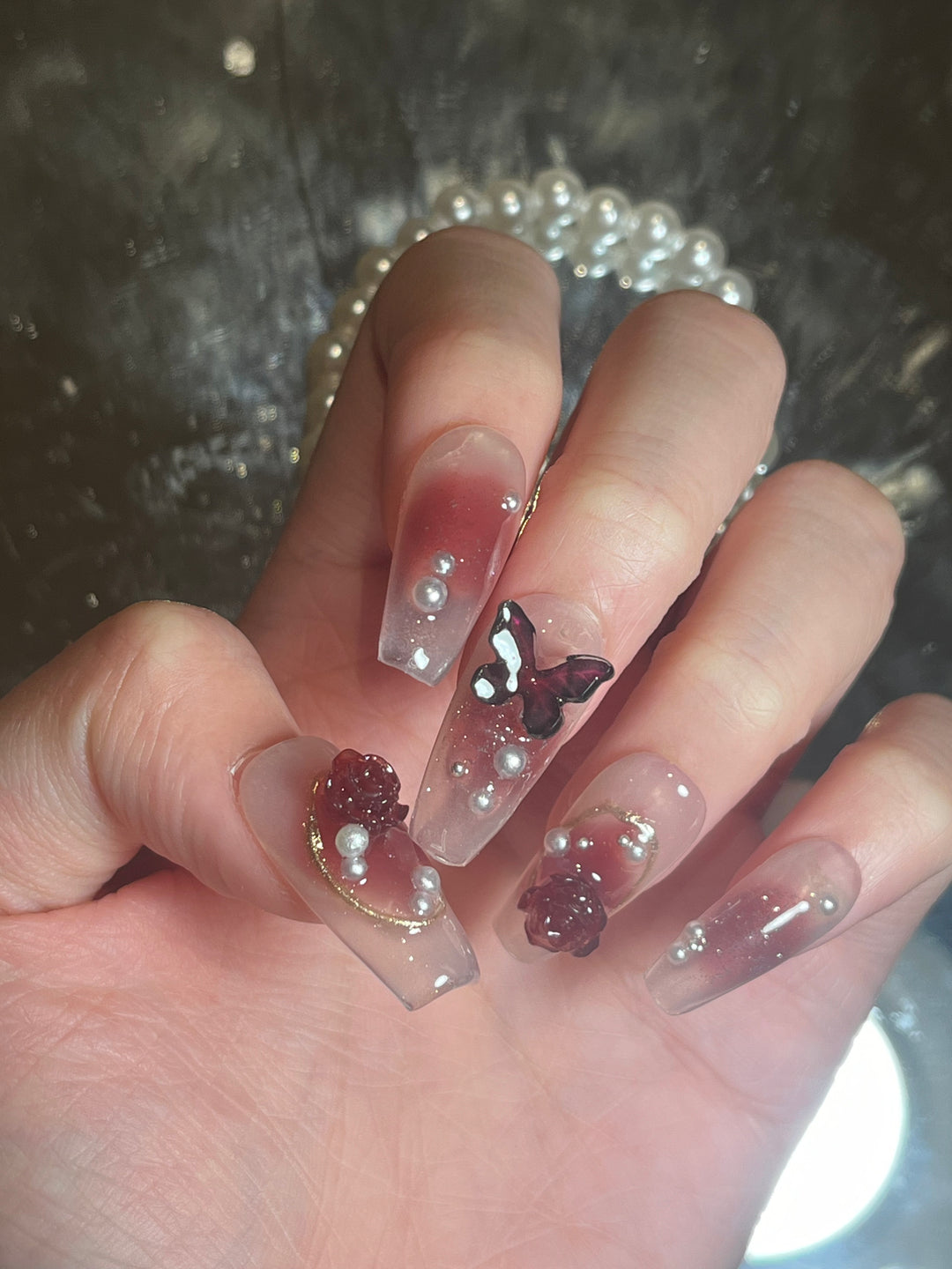 Press on nail - Rosy Butterfly