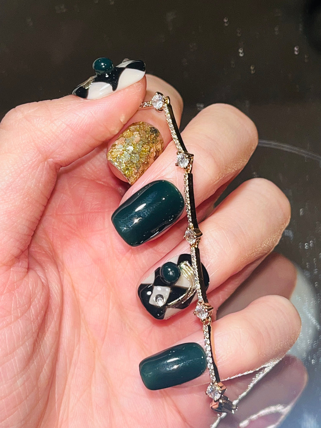 Press on nails - Dark Green Plaid