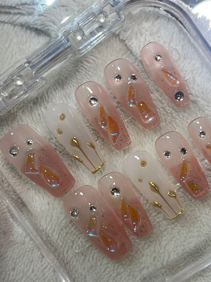 Press on nails - Pink Drops