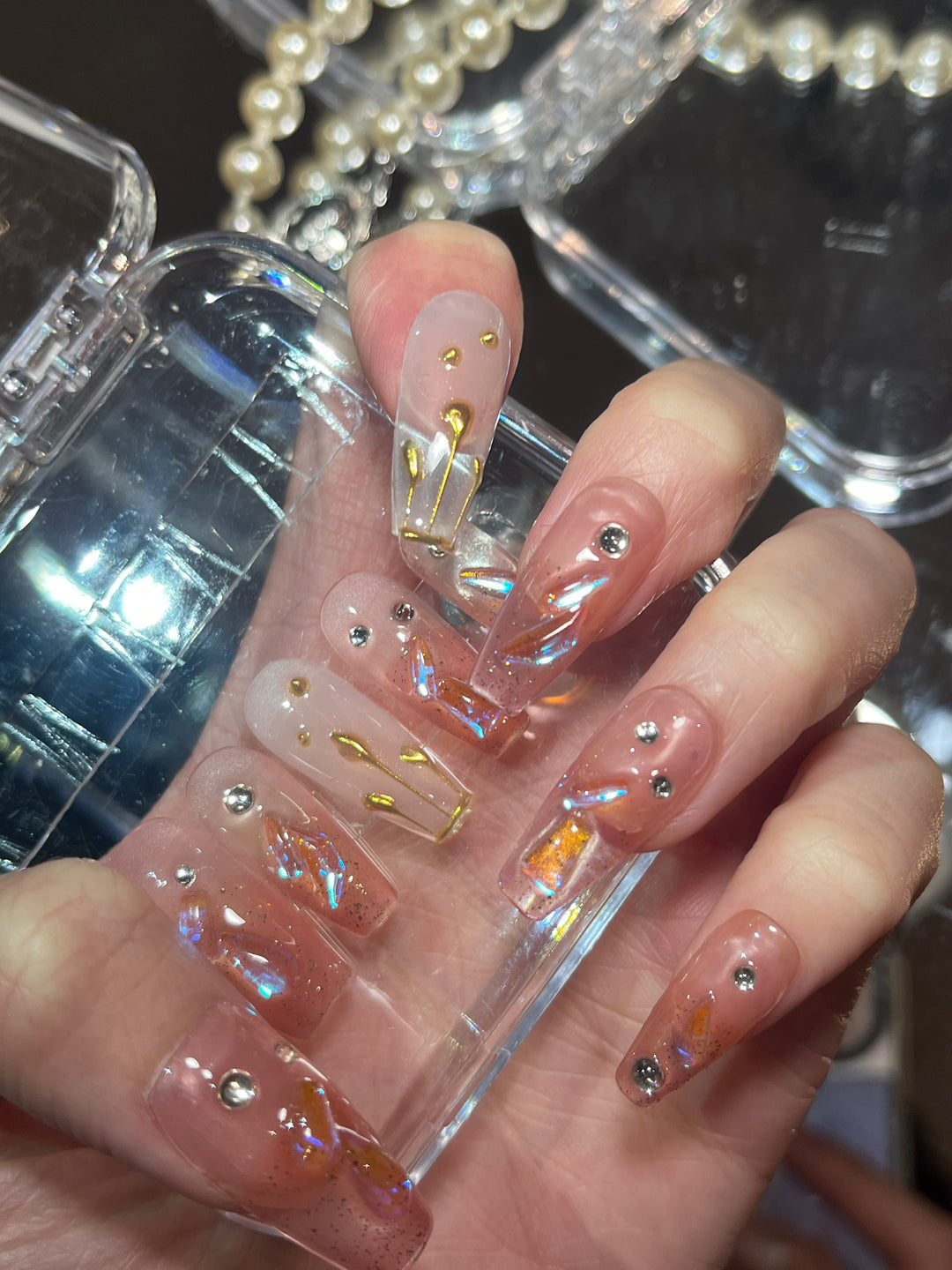 Press on nails - Pink Drops