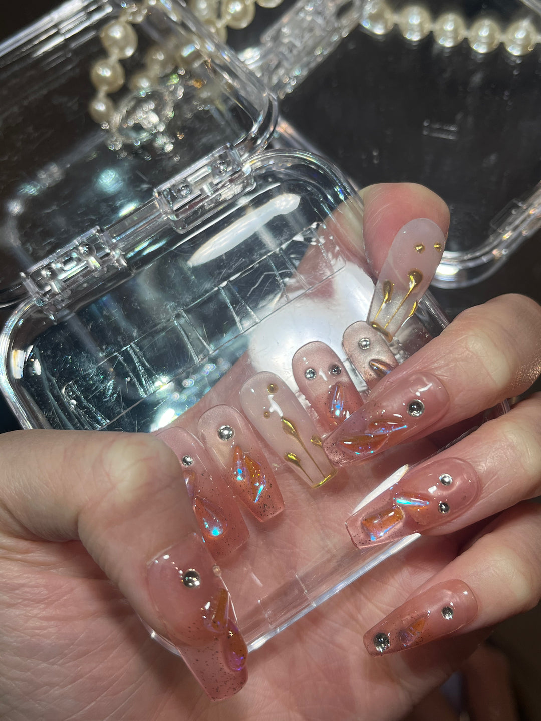 Press on nails - Pink Drops