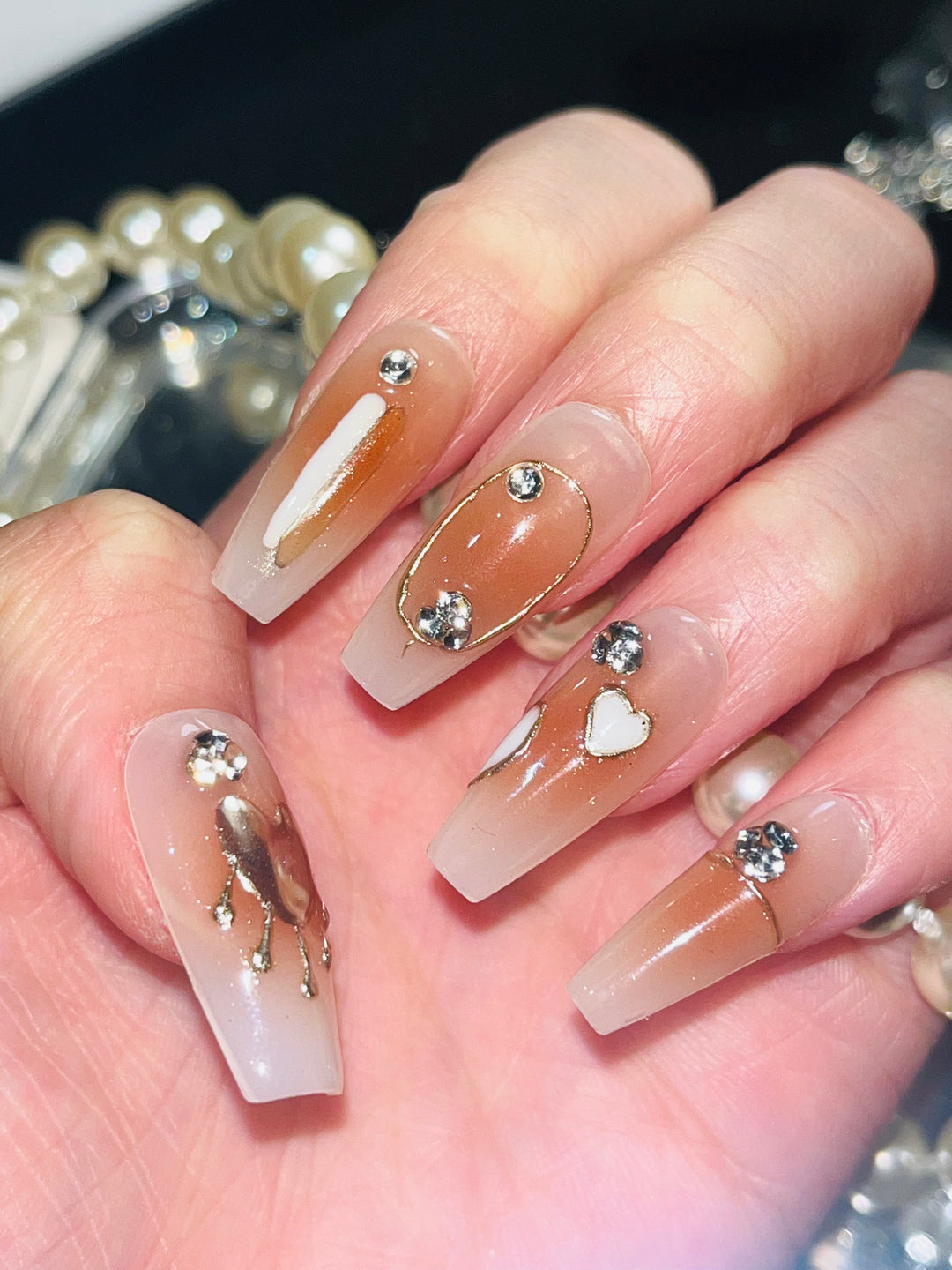 Press on nails - Blushing Heartbeat