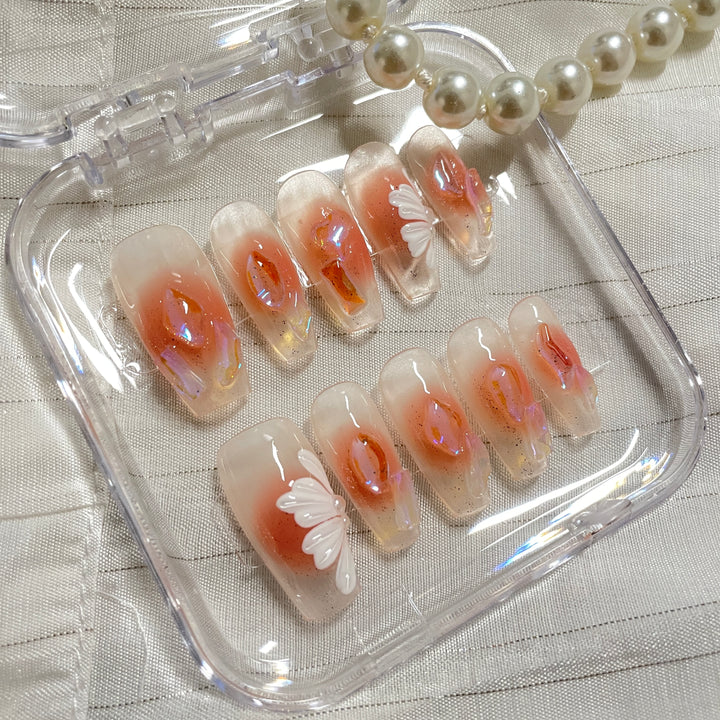 Press on nail - Pink diamonds