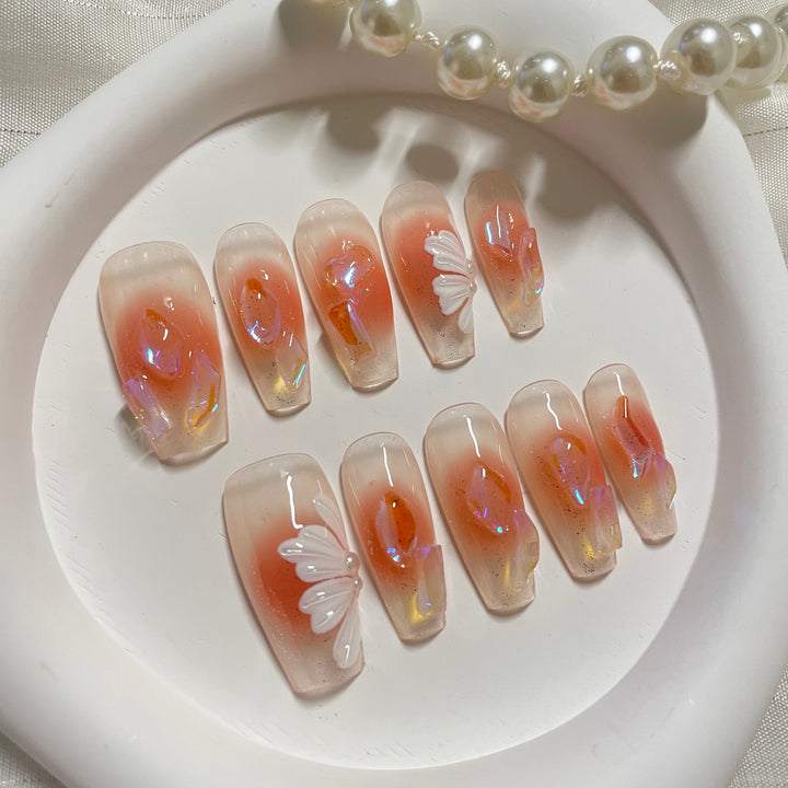 Press on nail - Pink diamonds