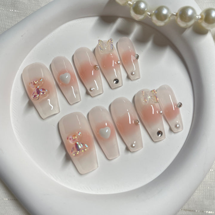 Press on nail - Pink Teddy