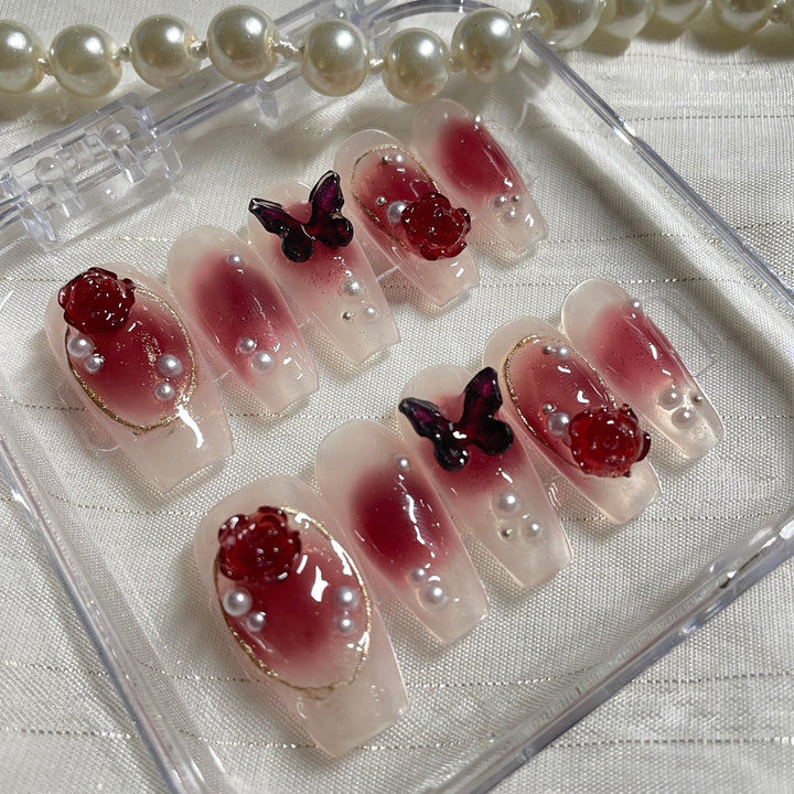 Press on nail - Rosy Butterfly
