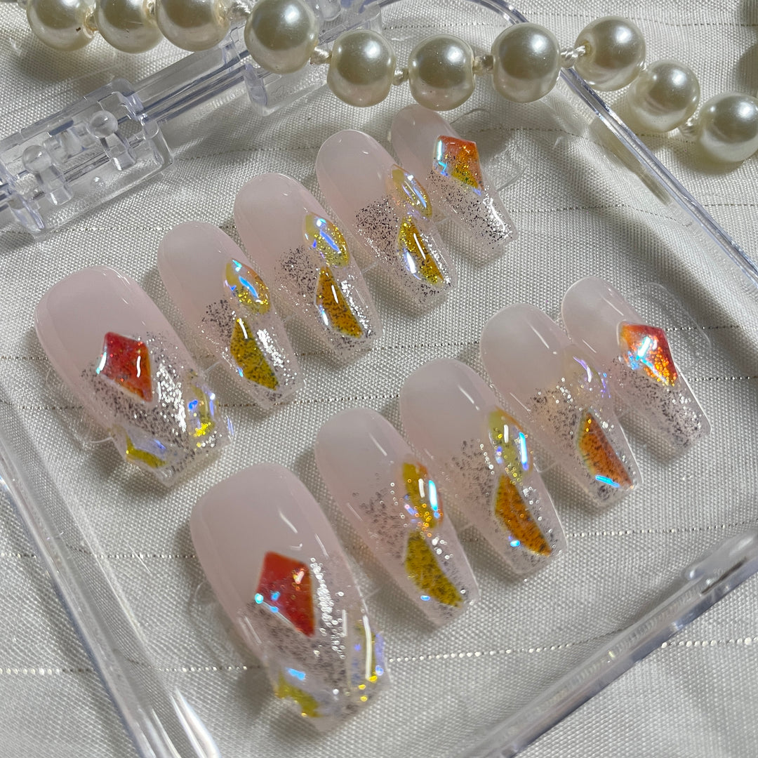 Press on nail - Glitter diamonds
