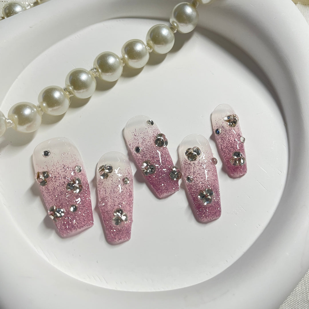 Press on nail - Purple glitter