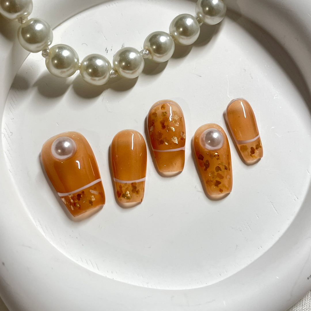 Press on nail - Honey Sparkle