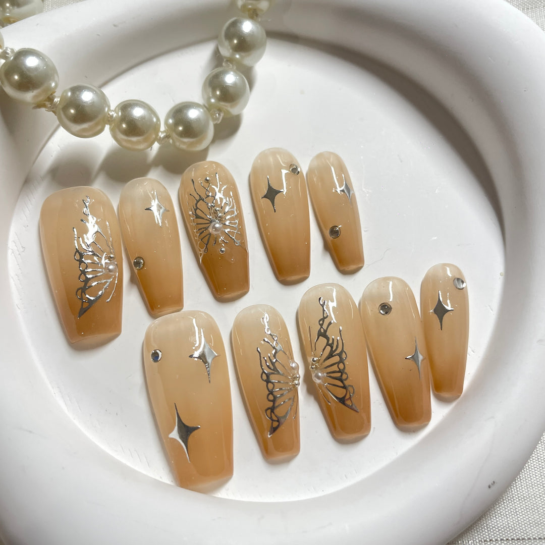 Press on nail - Nude Butterfly
